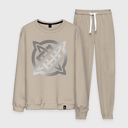 Костюм хлопковый мужской Звезда Сварога: серебро, цвет: миндальный