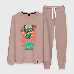 Костюм хлопковый мужской Salmon Run, цвет: пыльно-розовый