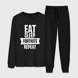 Костюм хлопковый мужской Eat Sleep Fortnite Repeat, цвет: черный