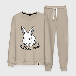 Костюм хлопковый мужской Rabbit: follow me, цвет: миндальный