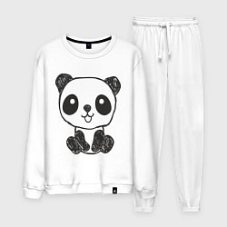 Костюм хлопковый мужской Малыш панда, цвет: белый