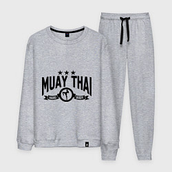 Костюм хлопковый мужской Muay thai boxing, цвет: меланж