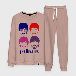 Костюм хлопковый мужской The Beatles faces, цвет: пыльно-розовый