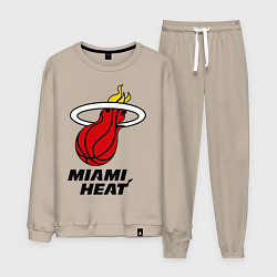 Костюм хлопковый мужской Miami Heat-logo, цвет: миндальный