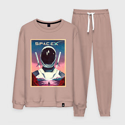 Костюм хлопковый мужской SpaceX: Astronaut, цвет: пыльно-розовый