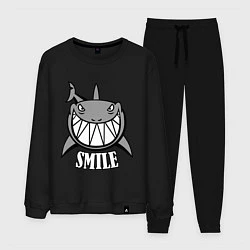 Костюм хлопковый мужской Shark Smile, цвет: черный