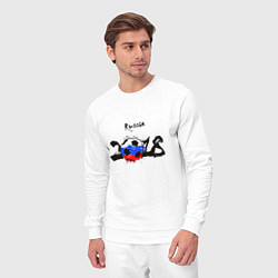 Костюм хлопковый мужской Russia, цвет: белый — фото 2