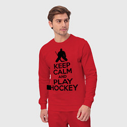 Костюм хлопковый мужской Keep Calm & Play Hockey, цвет: красный — фото 2