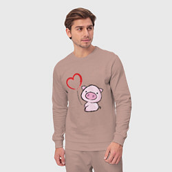 Костюм хлопковый мужской Pig Love, цвет: пыльно-розовый — фото 2