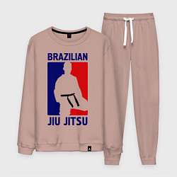 Костюм хлопковый мужской Brazilian Jiu jitsu, цвет: пыльно-розовый