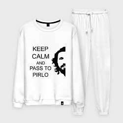 Костюм хлопковый мужской Keep Calm & Pass To Pirlo, цвет: белый