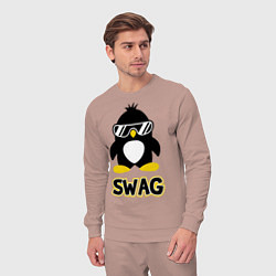 Костюм хлопковый мужской SWAG Penguin, цвет: пыльно-розовый — фото 2