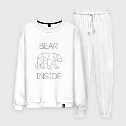 Костюм хлопковый мужской Bear Inside, цвет: белый