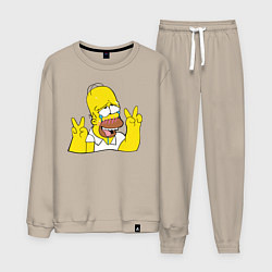 Костюм хлопковый мужской Homer Ahegao, цвет: миндальный