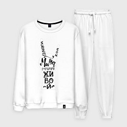 Костюм хлопковый мужской Панки Хой! Миша Горшенев живой, цвет: белый