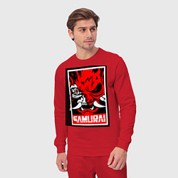 Костюм хлопковый мужской Cyberpunk 2077: Samurai Poster, цвет: красный — фото 2