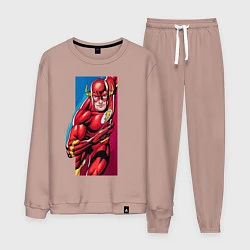 Костюм хлопковый мужской Flash, Justice League, цвет: пыльно-розовый