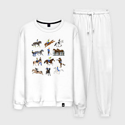 Костюм хлопковый мужской Конный виды спорта, цвет: белый