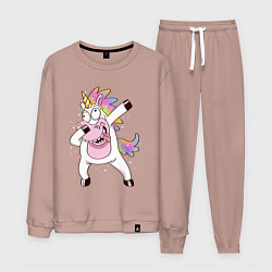 Костюм хлопковый мужской Dabbing Unicorn, цвет: пыльно-розовый