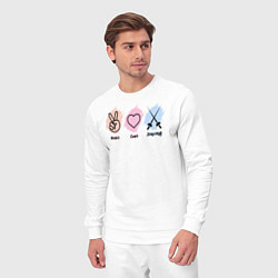 Костюм хлопковый мужской Peace, love, fencing, цвет: белый — фото 2
