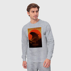 Костюм хлопковый мужской Godzilla and red sun, цвет: меланж — фото 2