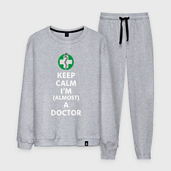 Костюм хлопковый мужской Keep calm I??m a doctor, цвет: меланж