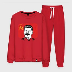 Костюм хлопковый мужской Сталин и флаг СССР, цвет: красный