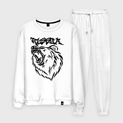 Костюм хлопковый мужской Russia, цвет: белый