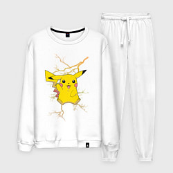 Костюм хлопковый мужской Pikachu, цвет: белый