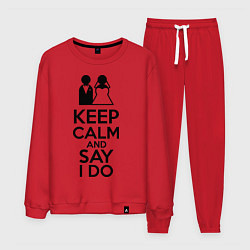 Костюм хлопковый мужской Keep Calm & Say I Do, цвет: красный