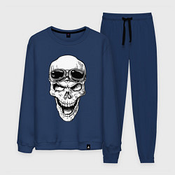 Костюм хлопковый мужской Skull and glasses, цвет: тёмно-синий