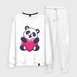 Костюм хлопковый мужской Панда love, цвет: белый