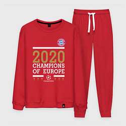 Костюм хлопковый мужской FC Bayern Munchen Champions of Europe 2020, цвет: красный