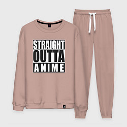 Костюм хлопковый мужской Straight Outta Anime, цвет: пыльно-розовый