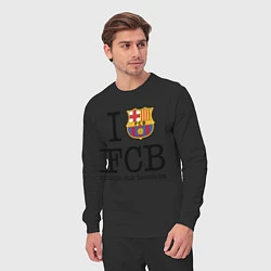 Костюм хлопковый мужской Barcelona FC, цвет: черный — фото 2