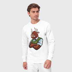 Костюм хлопковый мужской Крутой бык mr Minotaur, цвет: белый — фото 2