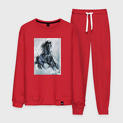 Костюм хлопковый мужской Лошадь арт, цвет: красный
