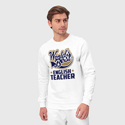 Костюм хлопковый мужской Worlds best English Teacher, цвет: белый — фото 2