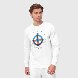 Костюм хлопковый мужской Якорь, цвет: белый — фото 2