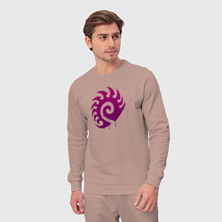 Костюм хлопковый мужской Zerg logo Purple, цвет: пыльно-розовый — фото 2