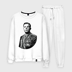Костюм хлопковый мужской Гагарин и медали, цвет: белый