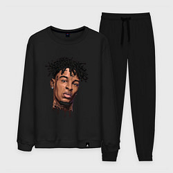 Костюм хлопковый мужской 21 Savage, цвет: черный