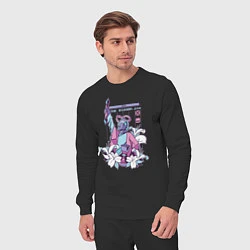 Костюм хлопковый мужской Vaporwave Pixel Wizard Flowers, цвет: черный — фото 2