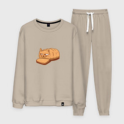 Костюм хлопковый мужской Кот хлеб - Bread Cat, цвет: миндальный