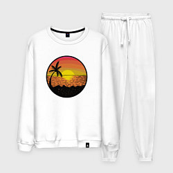 Костюм хлопковый мужской Закат солнце на пляже, цвет: белый