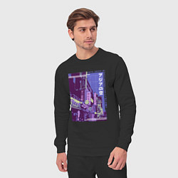 Костюм хлопковый мужской Neon Asian Street Vaporwave, цвет: черный — фото 2