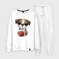 Костюм хлопковый мужской Бульдог - Баскетбол, цвет: белый