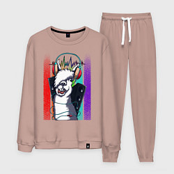 Костюм хлопковый мужской Music Llama, цвет: пыльно-розовый