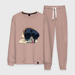 Костюм хлопковый мужской Клинок, рассекающий демонов, цвет: пыльно-розовый