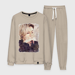 Костюм хлопковый мужской Задумчивый Чонгук, цвет: миндальный